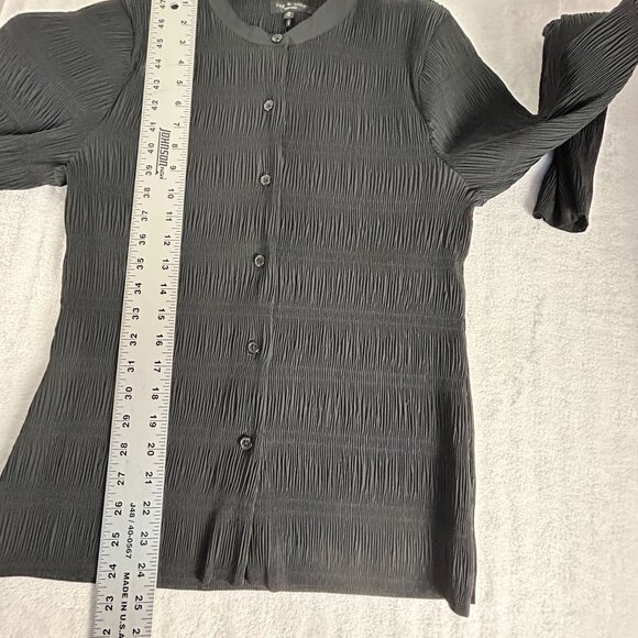 Rag & Bone Womens Pleated Button-Up Blouse Medium Black Long Sleeve Lightweight - Picture 8 of 8